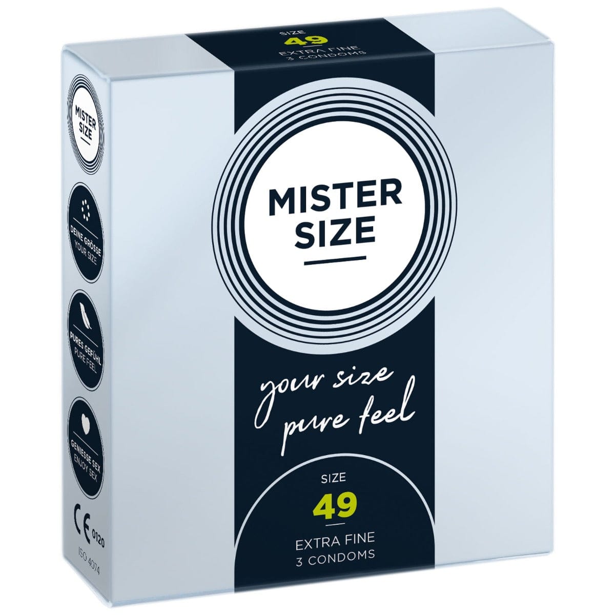 Mister Size - Pure Feel Extra Fine Condoms Size 49mm | 3 Pack Mister Size - For Me To Love