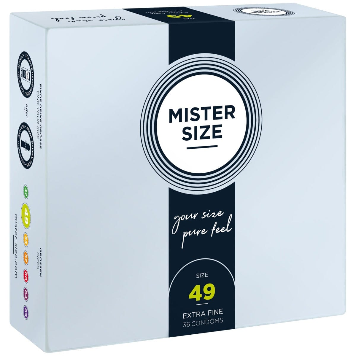 Mister Size - Pure Feel Extra Fine Condoms Size 49mm | 36 Pack Mister Size - For Me To Love