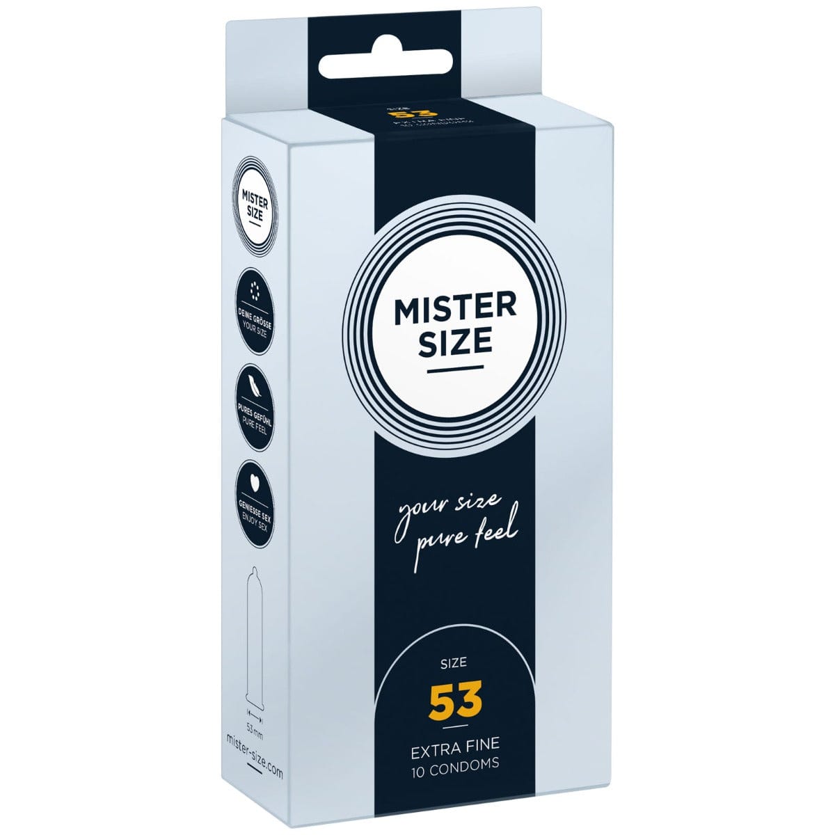 Mister Size - Pure Feel Extra Fine Condoms Size 53mm | 10 Pack Mister Size - For Me To Love