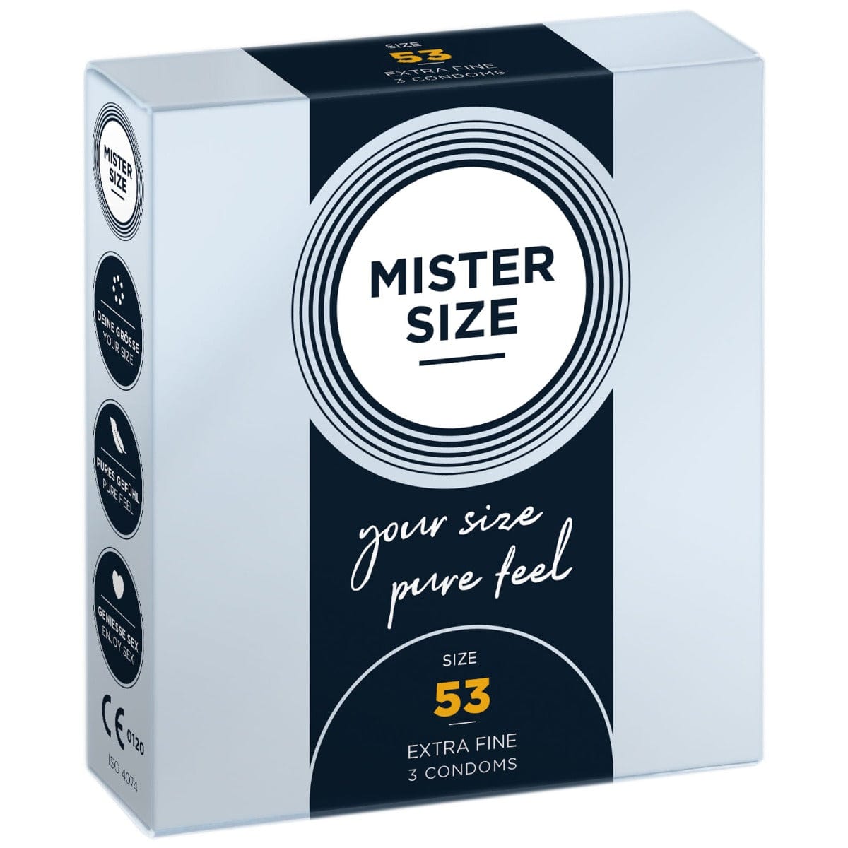 Mister Size - Pure Feel Extra Fine Condoms Size 53mm | 3 Pack Mister Size - For Me To Love