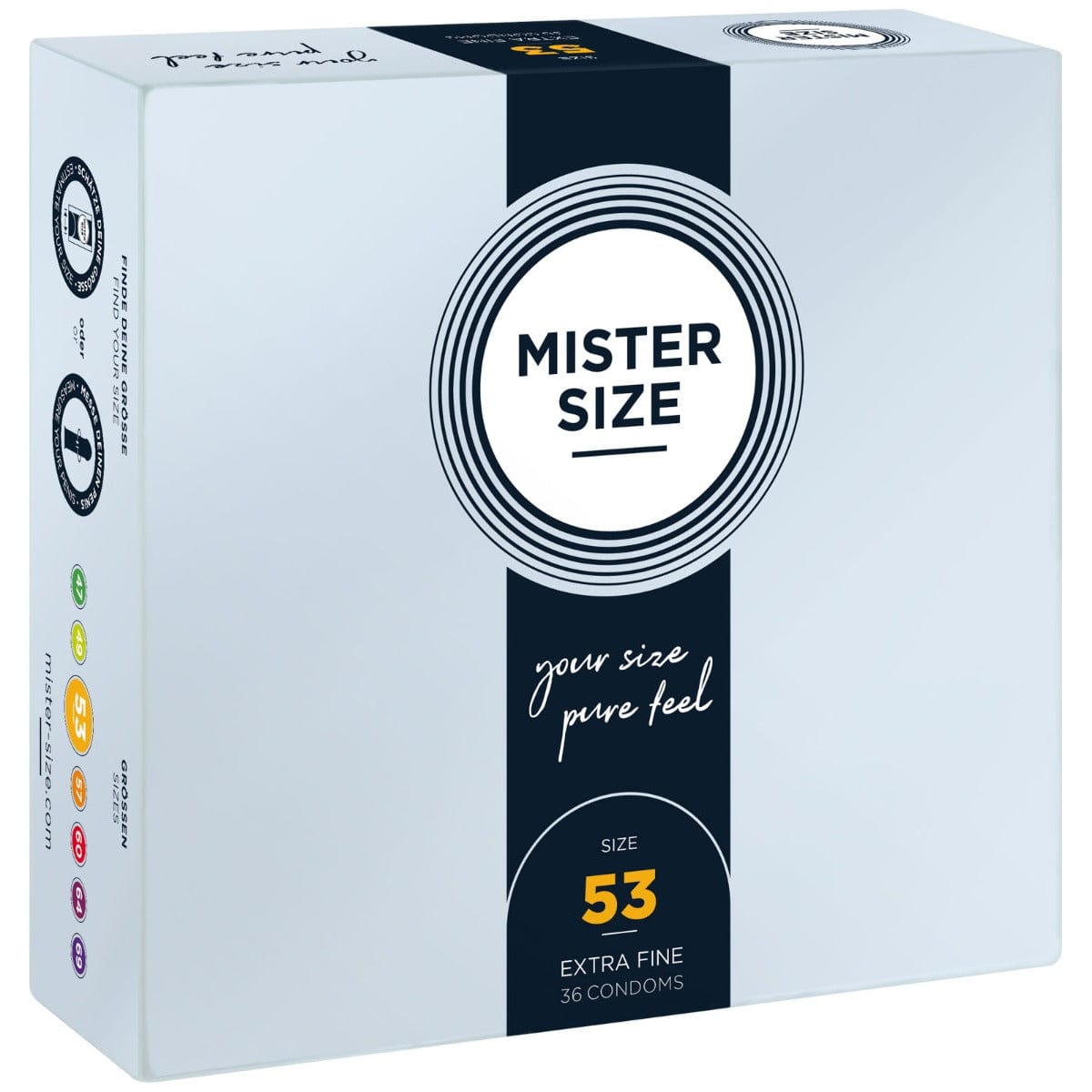 Mister Size - Pure Feel Extra Fine Condoms Size 53mm | 36 Pack Mister Size - For Me To Love