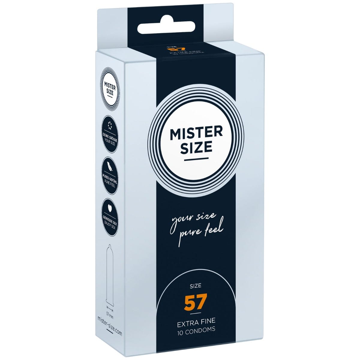 Mister Size - Pure Feel Extra Fine Condoms Size 57mm | 10 Pack Mister Size - For Me To Love