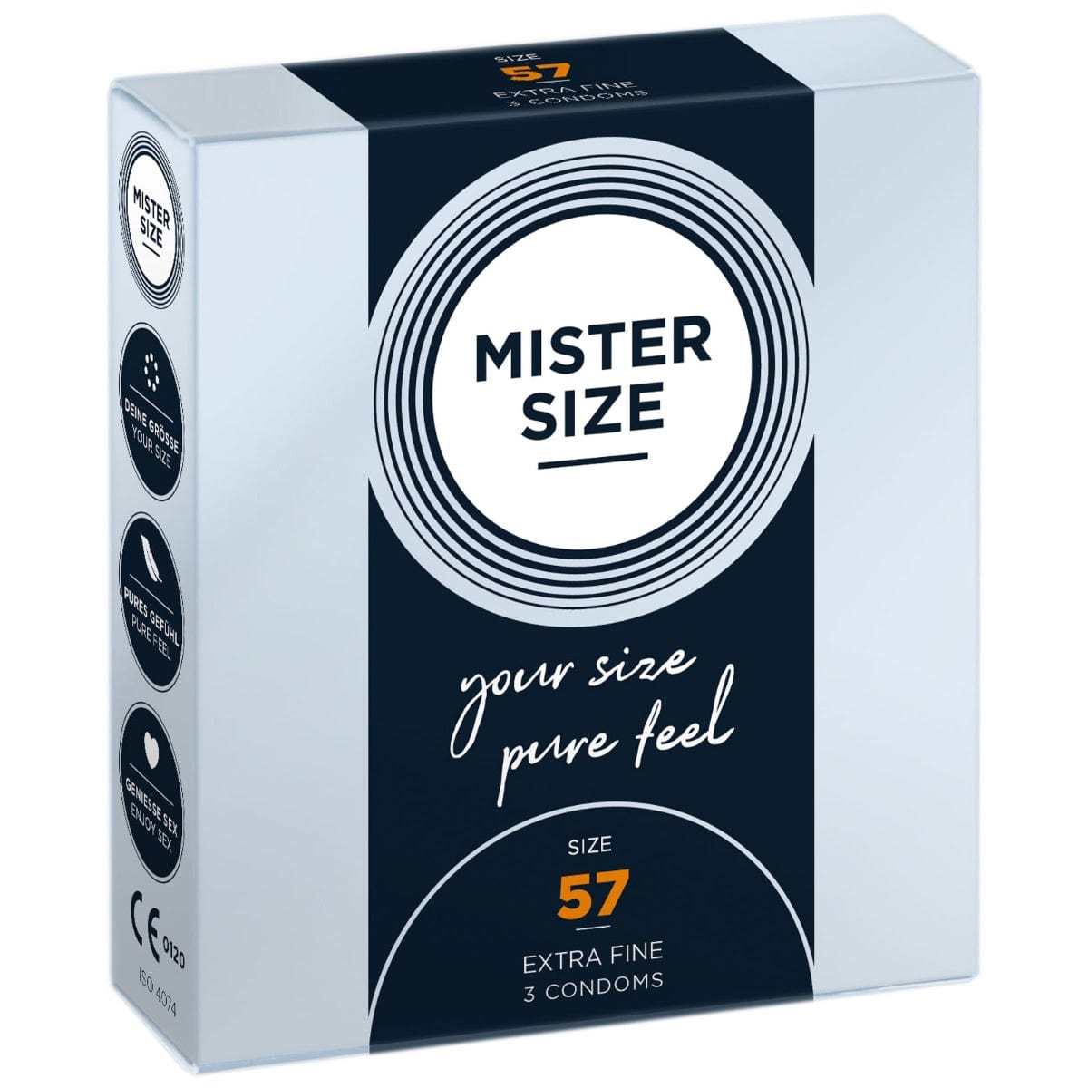 Mister Size - Pure Feel Extra Fine Condoms Size 57mm | 3 Pack Mister Size - For Me To Love