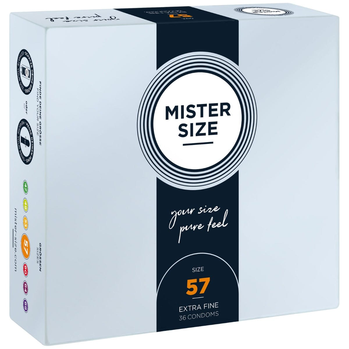 Mister Size - Pure Feel Extra Fine Condoms Size 57mm | 36 Pack Mister Size - For Me To Love