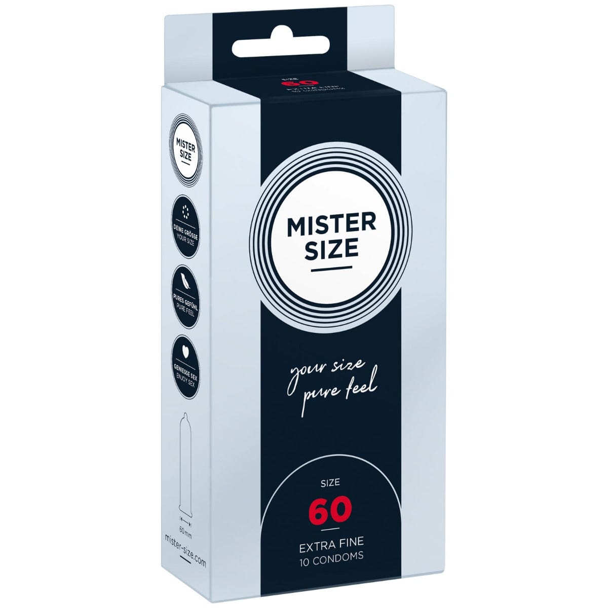 Mister Size - Pure Feel Extra Fine Condoms Size 60mm | 10 Pack Mister Size - For Me To Love