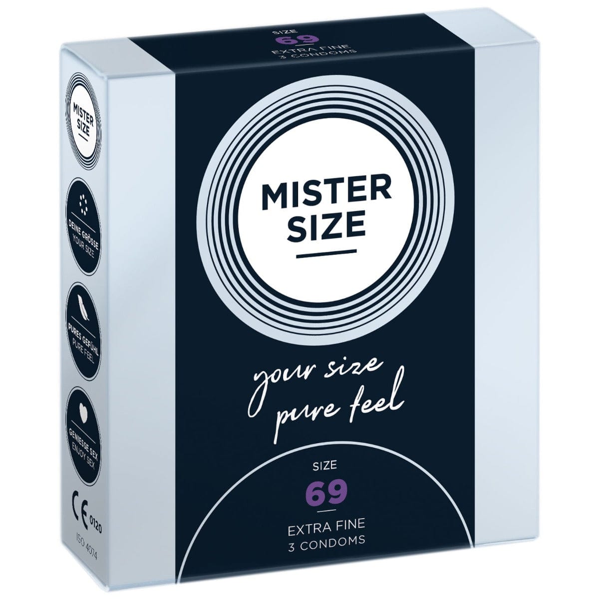 Mister Size - Pure Feel Extra Fine Condoms Size 69mm | 3 Pack Mister Size - For Me To Love