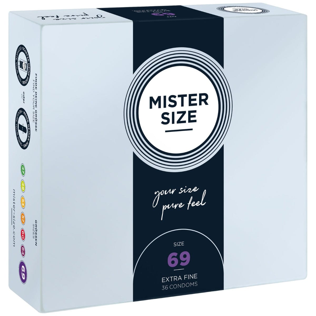 Mister Size - Pure Feel Extra Fine Condoms Size 69mm | 36 Pack Mister Size - For Me To Love