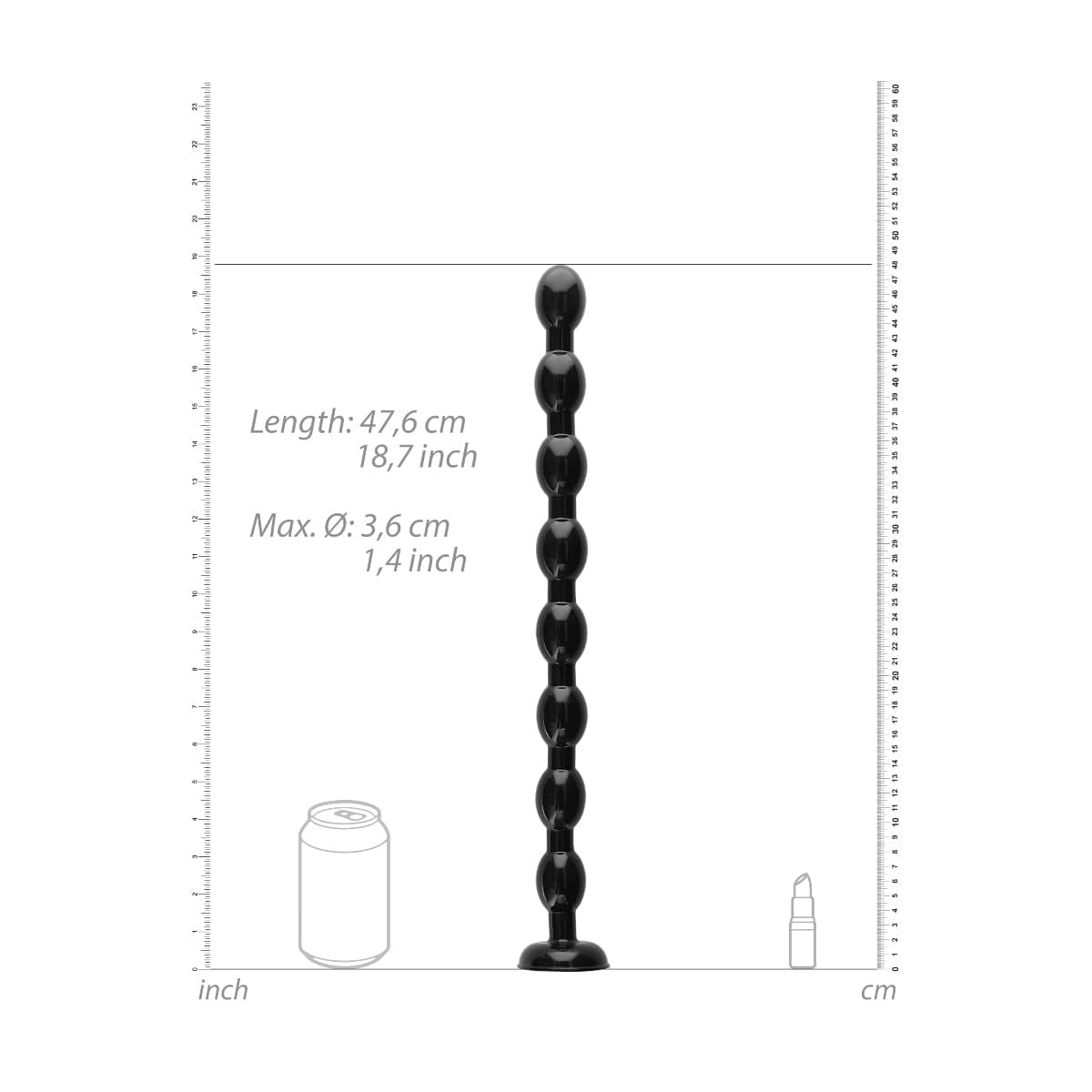 Ouch Ass Snake Beaded Dildo with suction cup base - 19inch Black Ouch - For Me To Love