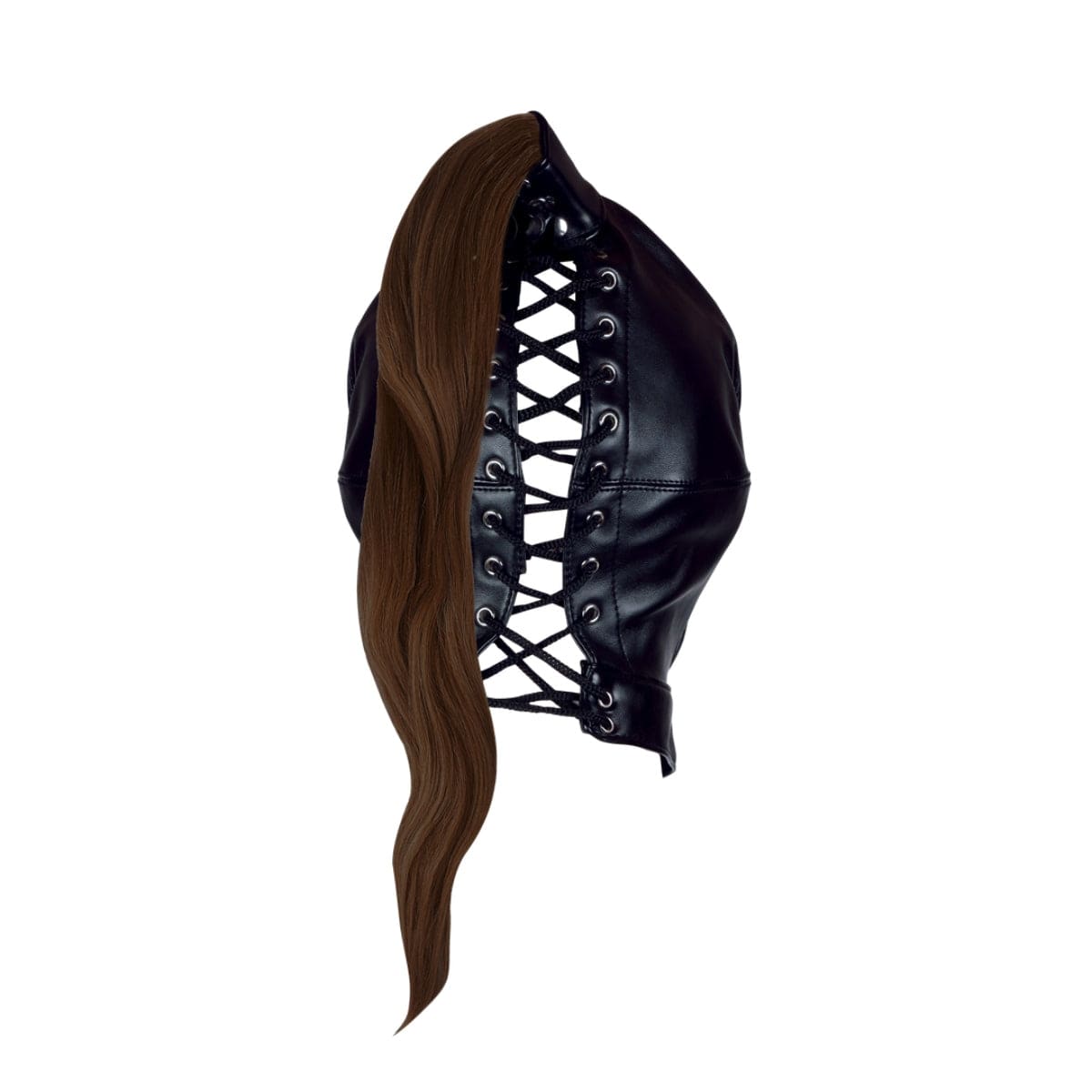 Ouch Extreme - Black Full Face Mask with Brown Ponytail Ouch Xtreme - For Me To Love