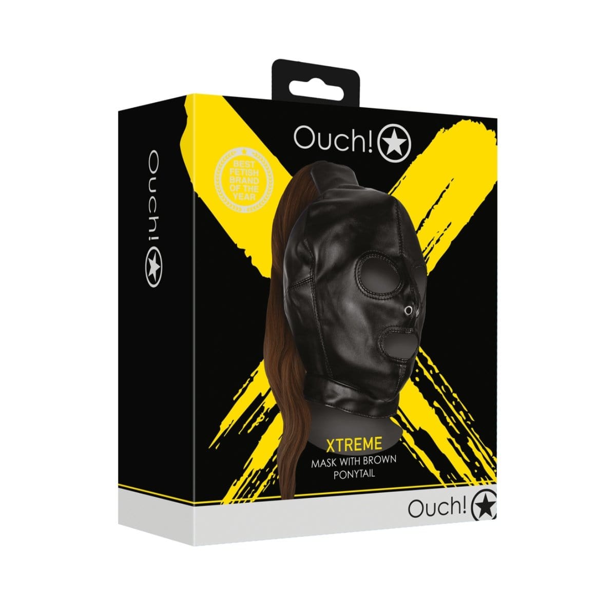 Ouch Extreme - Black Full Face Mask with Brown Ponytail Ouch Xtreme - For Me To Love