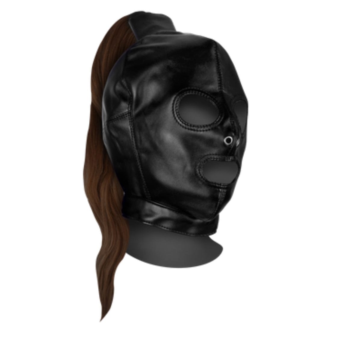 Ouch Extreme - Black Full Face Mask with Brown Ponytail Ouch Xtreme - For Me To Love
