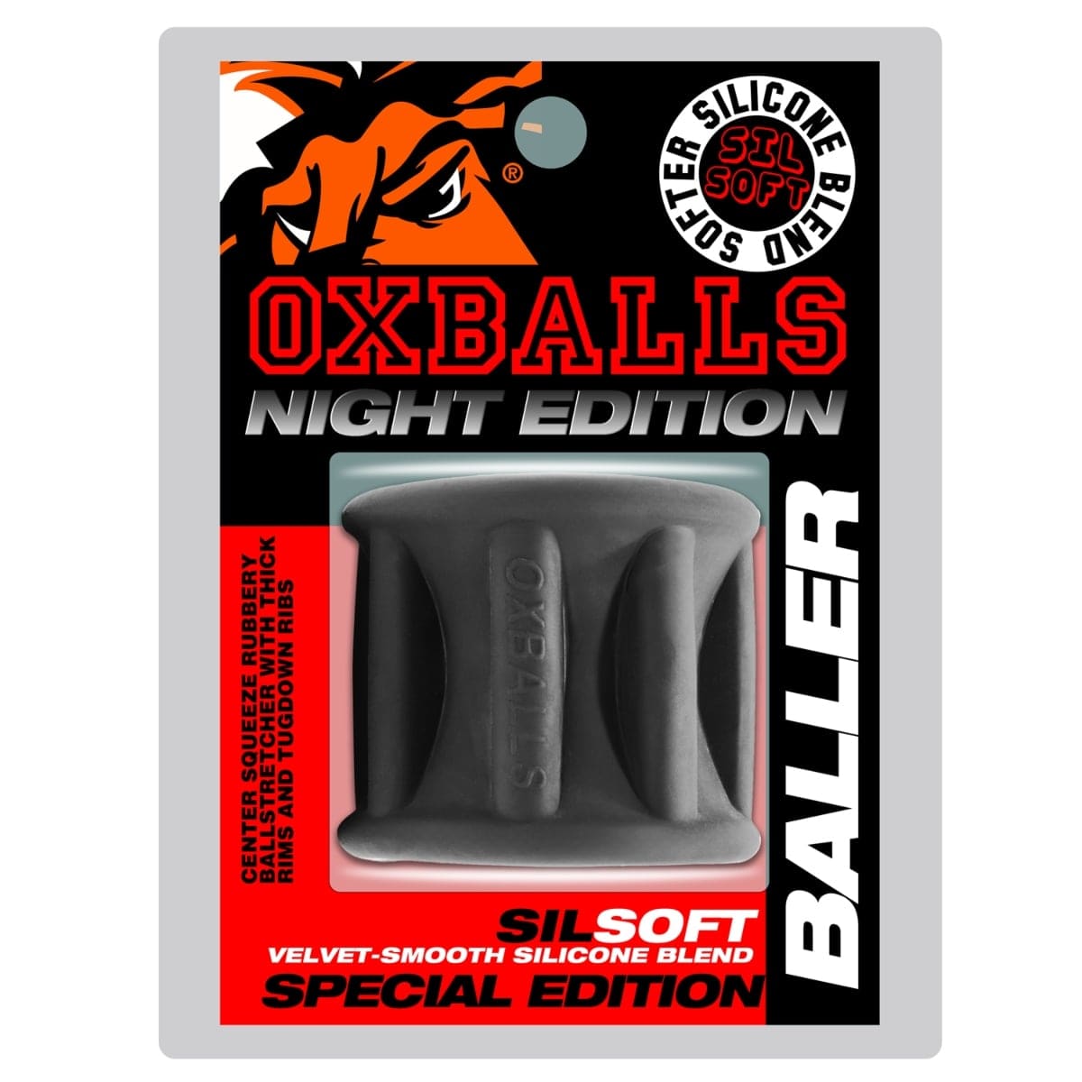 Oxballs - Baller Center Squeeze Silicone Ballstretcher Plus, Special Edition | Night Black Oxballs - For Me To Love