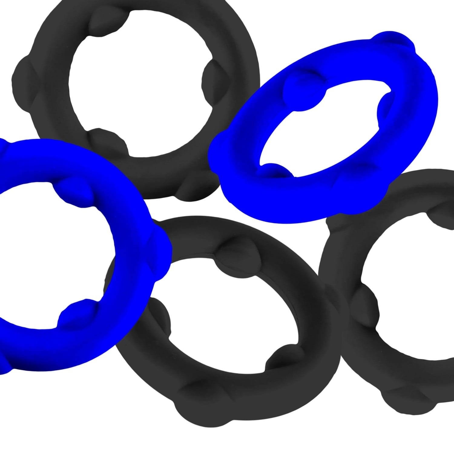 Oxballs - Gearheads Liquid Silicone Cockrings 5 pack | Black/Blue Oxballs - For Me To Love