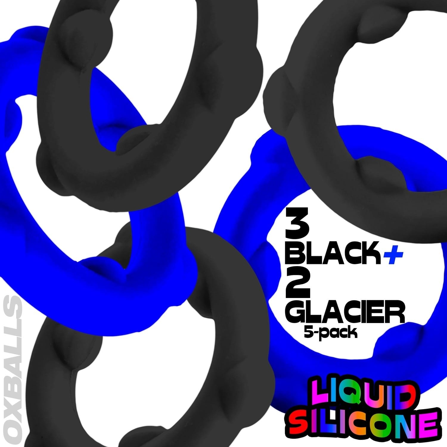 Oxballs - Gearheads Liquid Silicone Cockrings 5 pack | Black/Blue Oxballs - For Me To Love