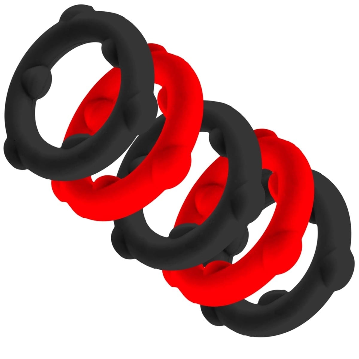 Oxballs - Gearheads Liquid Silicone Cockrings 5 pack | Black/Red Oxballs - For Me To Love