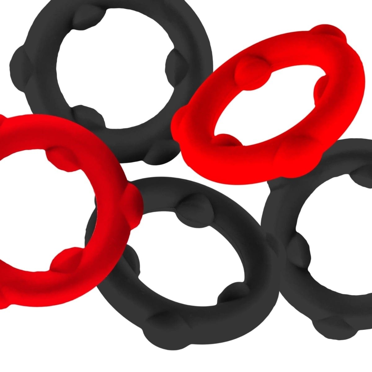 Oxballs - Gearheads Liquid Silicone Cockrings 5 pack | Black/Red Oxballs - For Me To Love