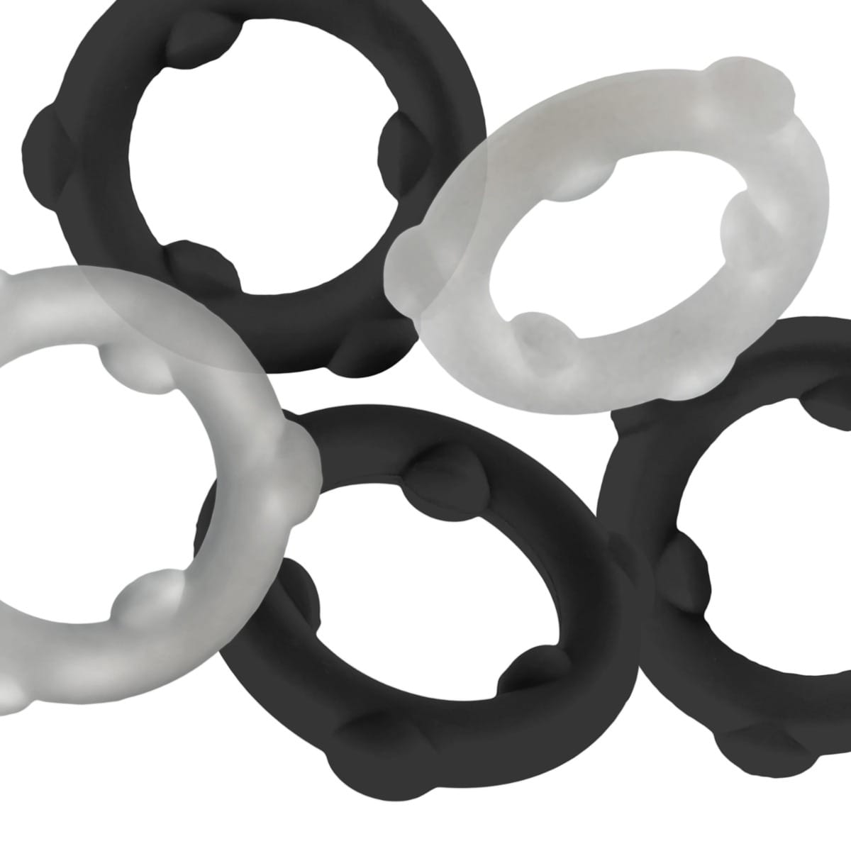 Oxballs - Gearheads Liquid Silicone Cockrings 5 pack | Black/Vapor Oxballs - For Me To Love