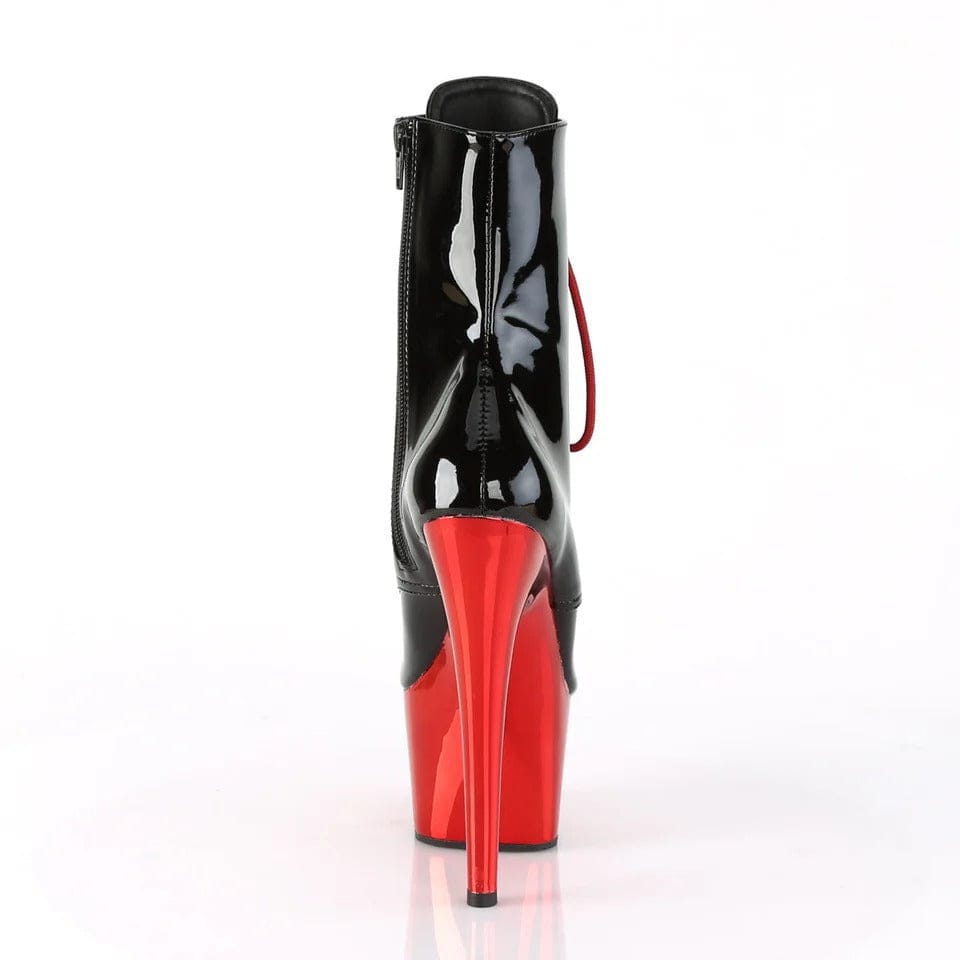 Pleaser - Adore 1020 Black/Red Chrome Ankle Boot with 7 inch Platform Heel | UK 2-11 Pleaser - For Me To Love