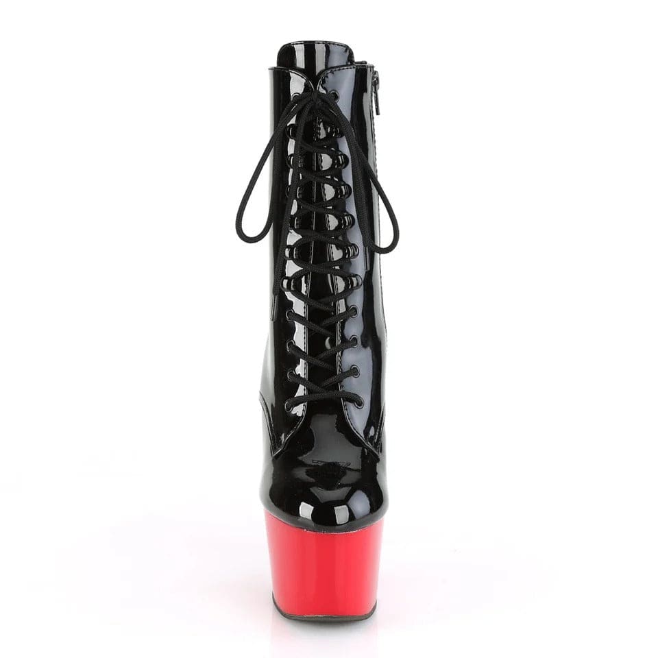 Pleaser - Adore 1020 Black/Red Patent Ankle Boot with 7 inch Platform Heel | UK 2-11 Pleaser - For Me To Love