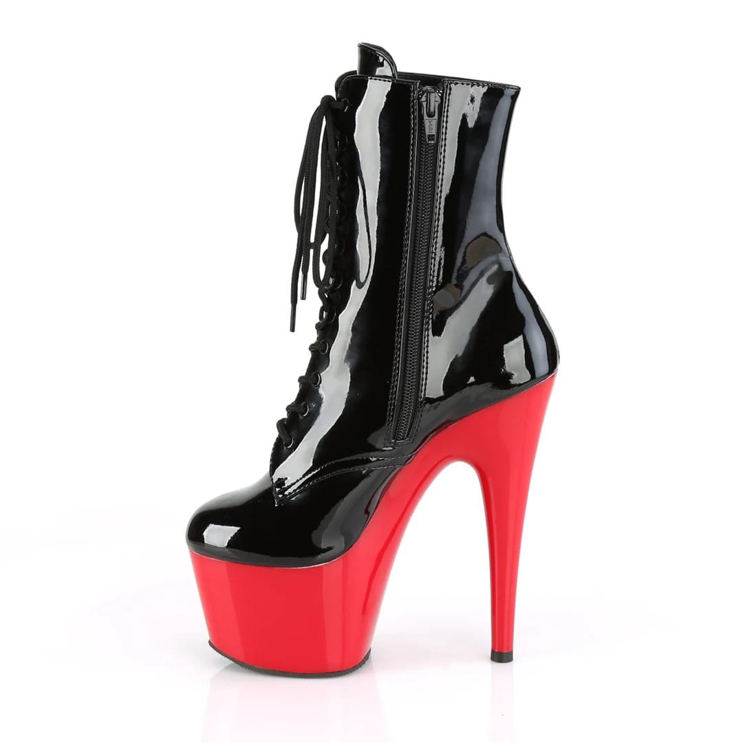 Pleaser - Adore 1020 Black/Red Patent Ankle Boot with 7 inch Platform Heel | UK 2-11 Pleaser - For Me To Love