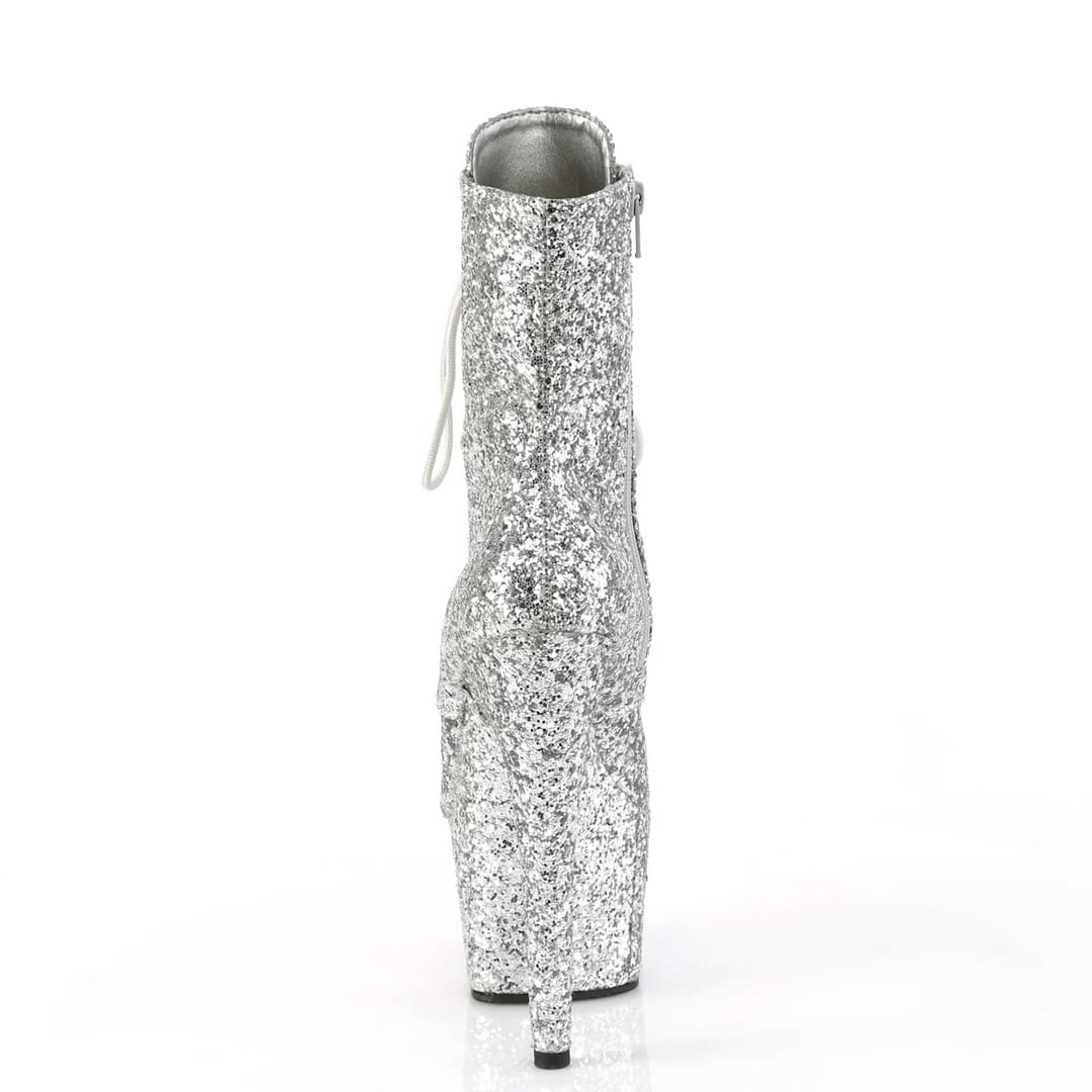 Pleaser - Adore-1020GWR Silver Glitter Ankle Boot with 7 inch Platform Heel | UK 2-9 Pleaser - For Me To Love