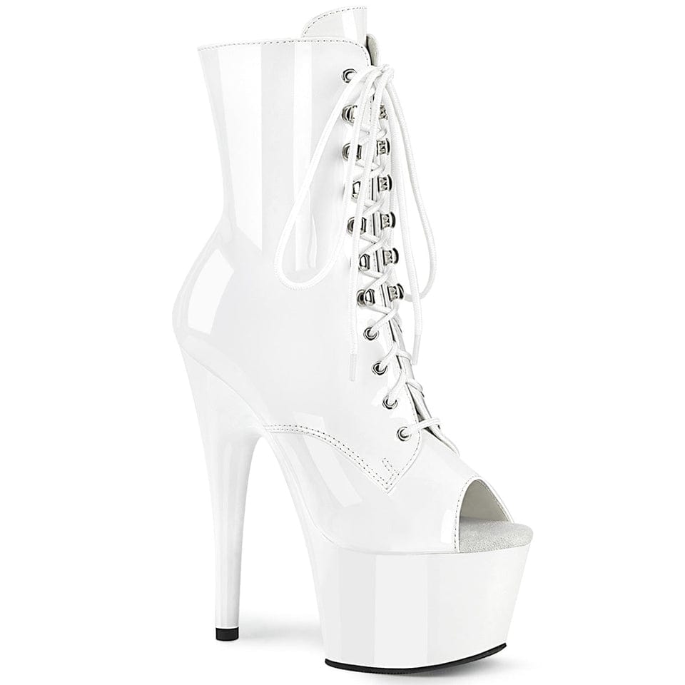 Pleaser - Adore 1021 White Peep Toe Platform Boots with 7 inch Heel | UK 2-11 Pleaser - For Me To Love