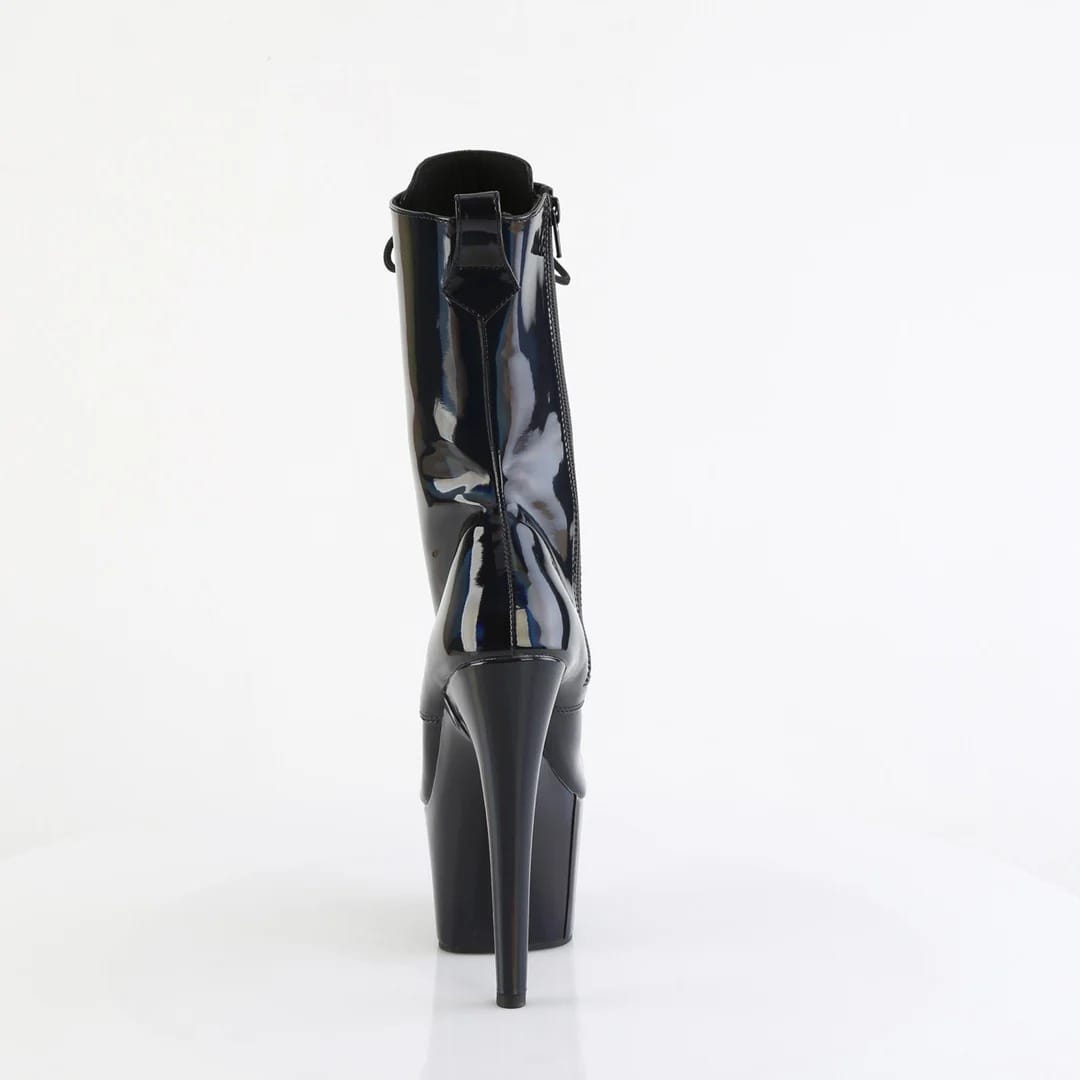 Pleaser - Adore 1040WR-HG Black Hologram Patent Ankle Boot with 7 inch Platform Heel | UK 2-9 Pleaser - For Me To Love