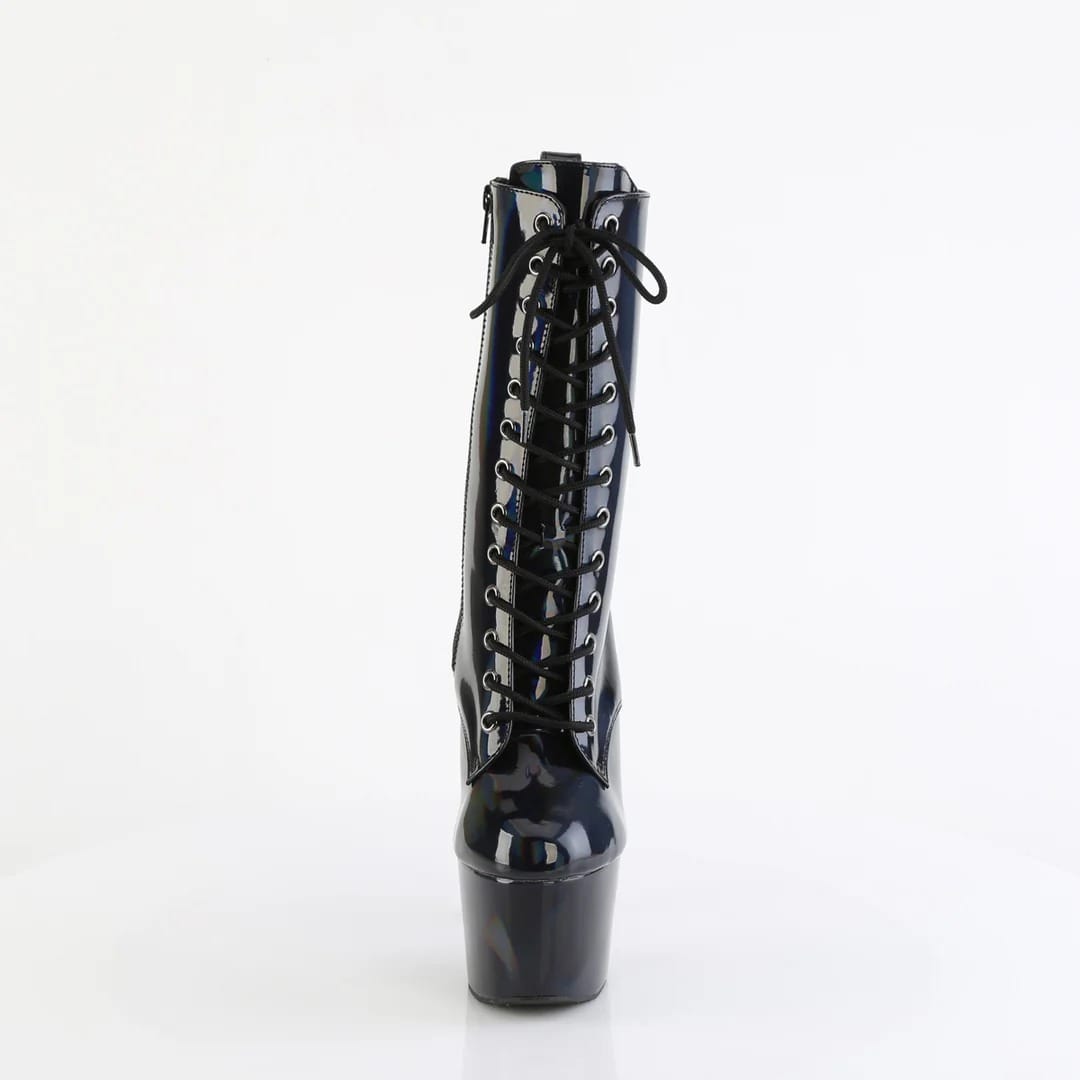 Pleaser - Adore 1040WR-HG Black Hologram Patent Ankle Boot with 7 inch Platform Heel | UK 2-9 Pleaser - For Me To Love