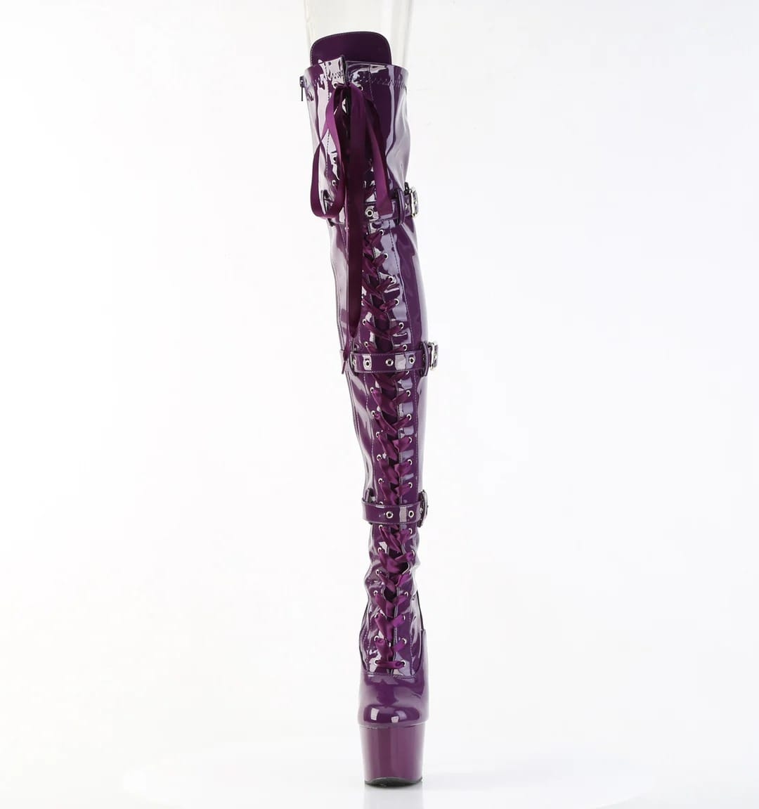 Pleaser - Adore 3028 Purple Patent Over The Knee Boots with 7 inch Heel | UK 2-11 Pleaser - For Me To Love