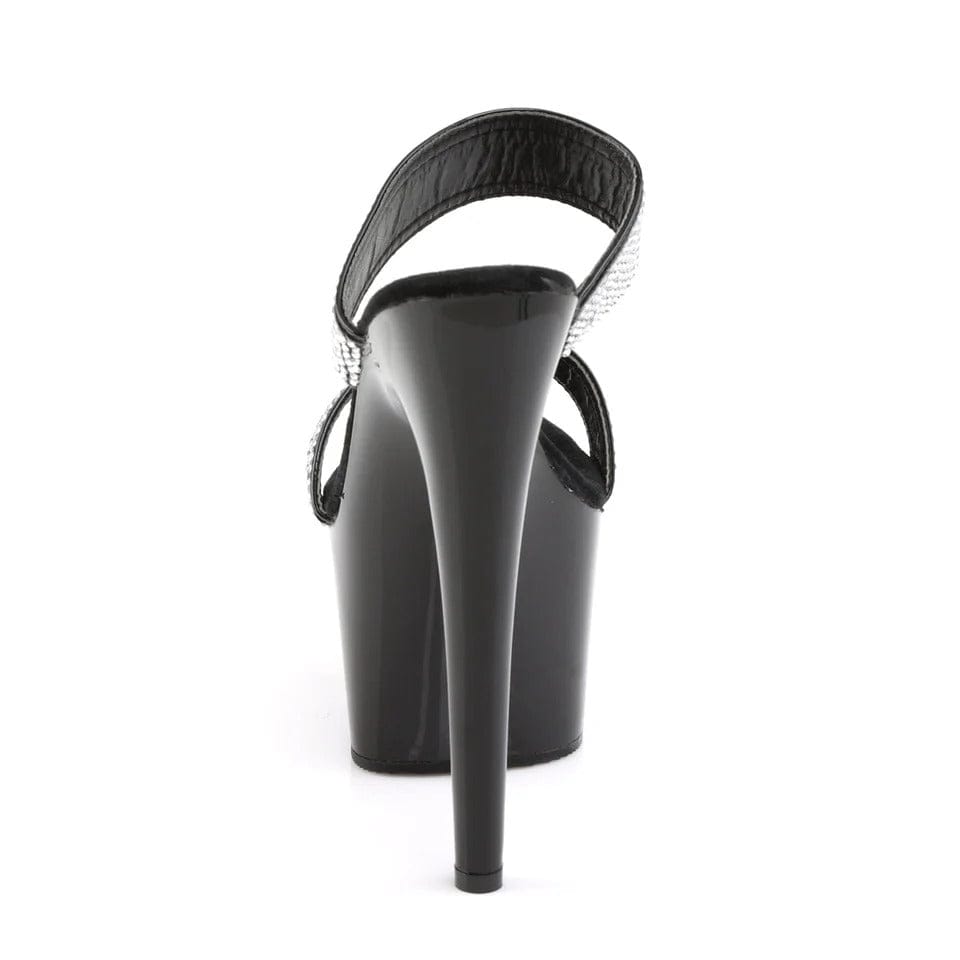 Pleaser - Adore 702-2 Black Strappy Mule Platform Stilettos with 7 inch Heel | UK 2-9 Pleaser - For Me To Love