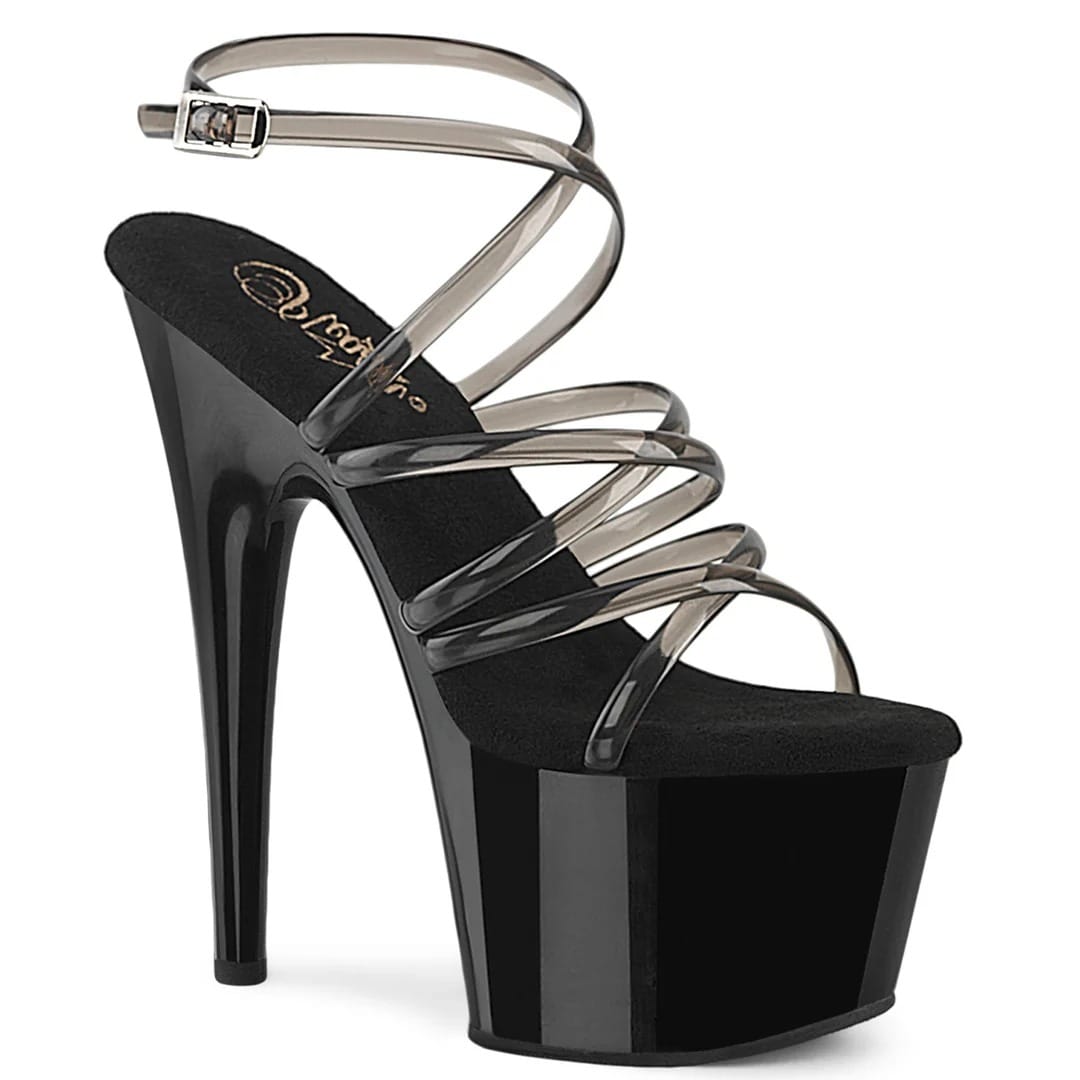 Pleaser - Adore 706 Black Strappy Platform Stilettos with 7 inch Heel | UK 2-9 Pleaser - For Me To Love