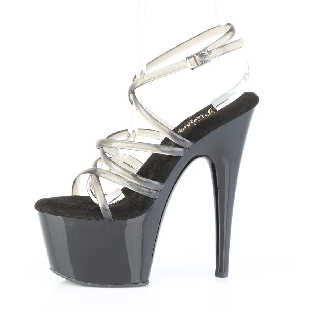 Pleaser - Adore 706 Black Strappy Platform Stilettos with 7 inch Heel | UK 2-9 Pleaser - For Me To Love