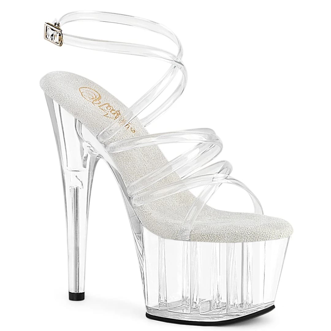Pleaser - Adore 706 Clear Strappy Platform Stilettos with 7 inch Heel | UK 2-9 Pleaser - For Me To Love