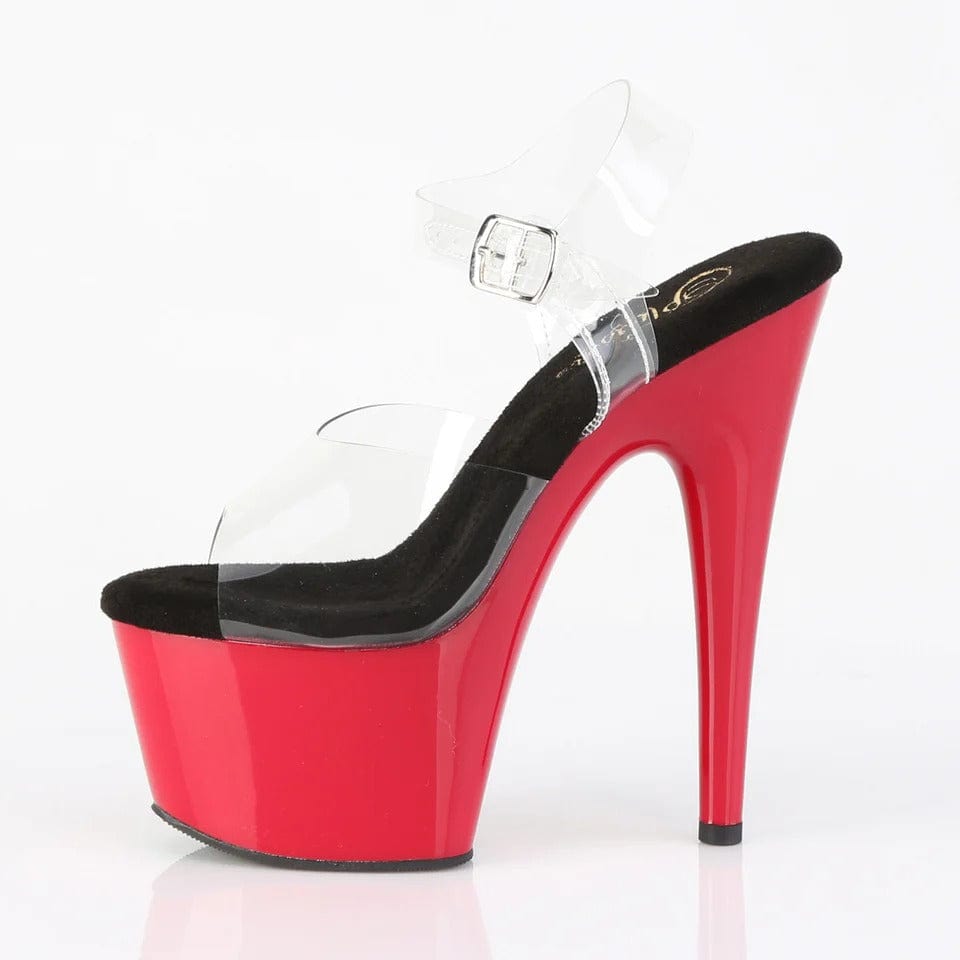Pleaser - Adore 708 Clear-Black/Red Platform Stilettos with 7 inch Heel | UK 2-11 Pleaser - For Me To Love