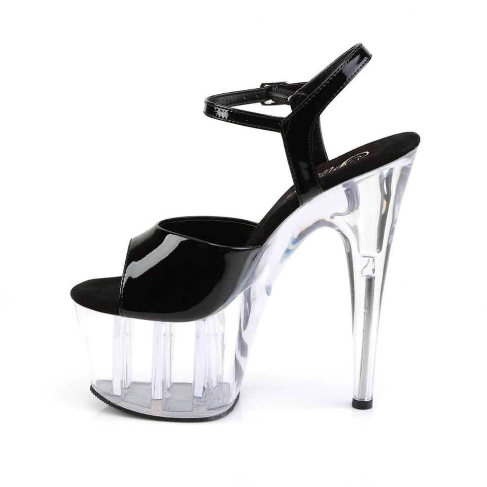 Pleaser - Adore 709 Black/Clear Platform Stilettos with 7 inch Heel | UK 2-11 Pleaser - For Me To Love