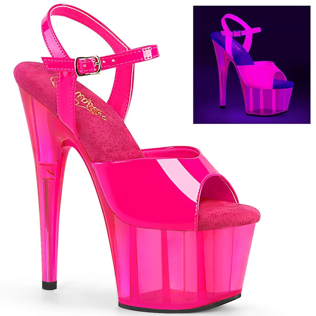 Pleaser - Adore 709UVT Hot Pink Platform Stilettos with 7 inch Heel | UK 2-9 Pleaser - For Me To Love
