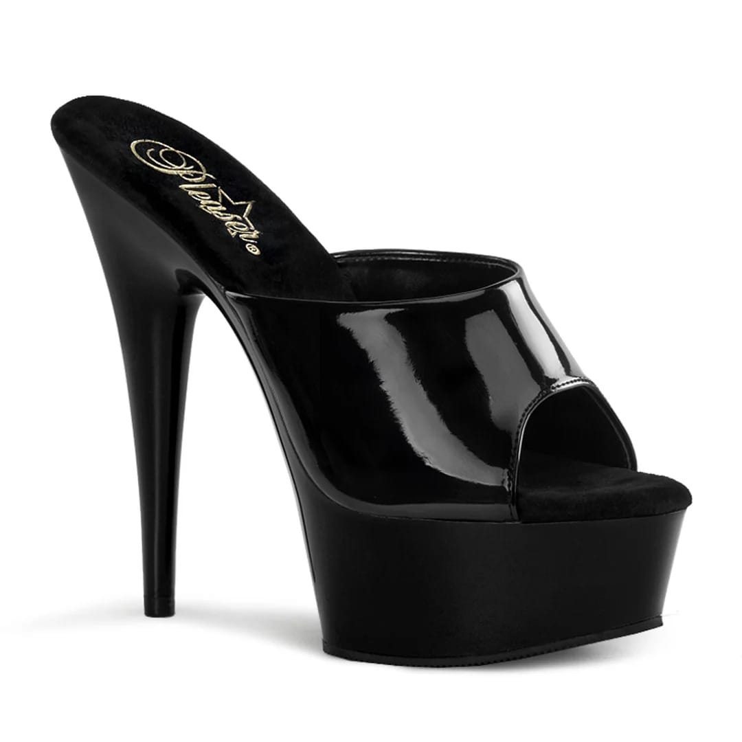 Pleaser - Delight 601 Black Patent Platform Mules with 6 inch Heel | UK 2-11 Pleaser - For Me To Love