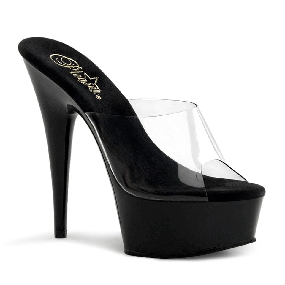 Pleaser - Delight 601 Clear/Black Platform Mules with 6 inch Heel | UK 2-11 Pleaser - For Me To Love