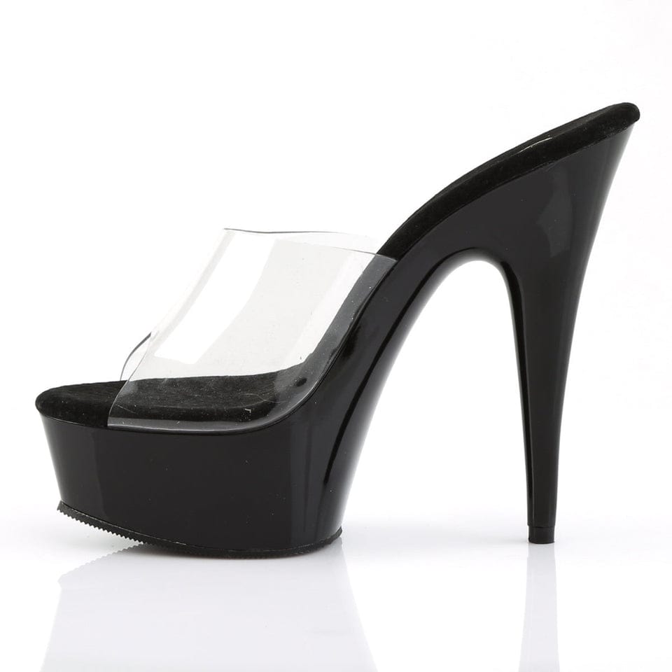 Pleaser - Delight 601 Clear/Black Platform Mules with 6 inch Heel | UK 2-11 Pleaser - For Me To Love