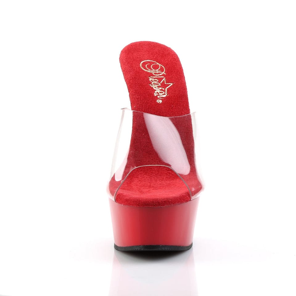 Pleaser - Delight 601 Clear/Red Platform Mules with 6 inch Heel | UK 2-11 Pleaser - For Me To Love