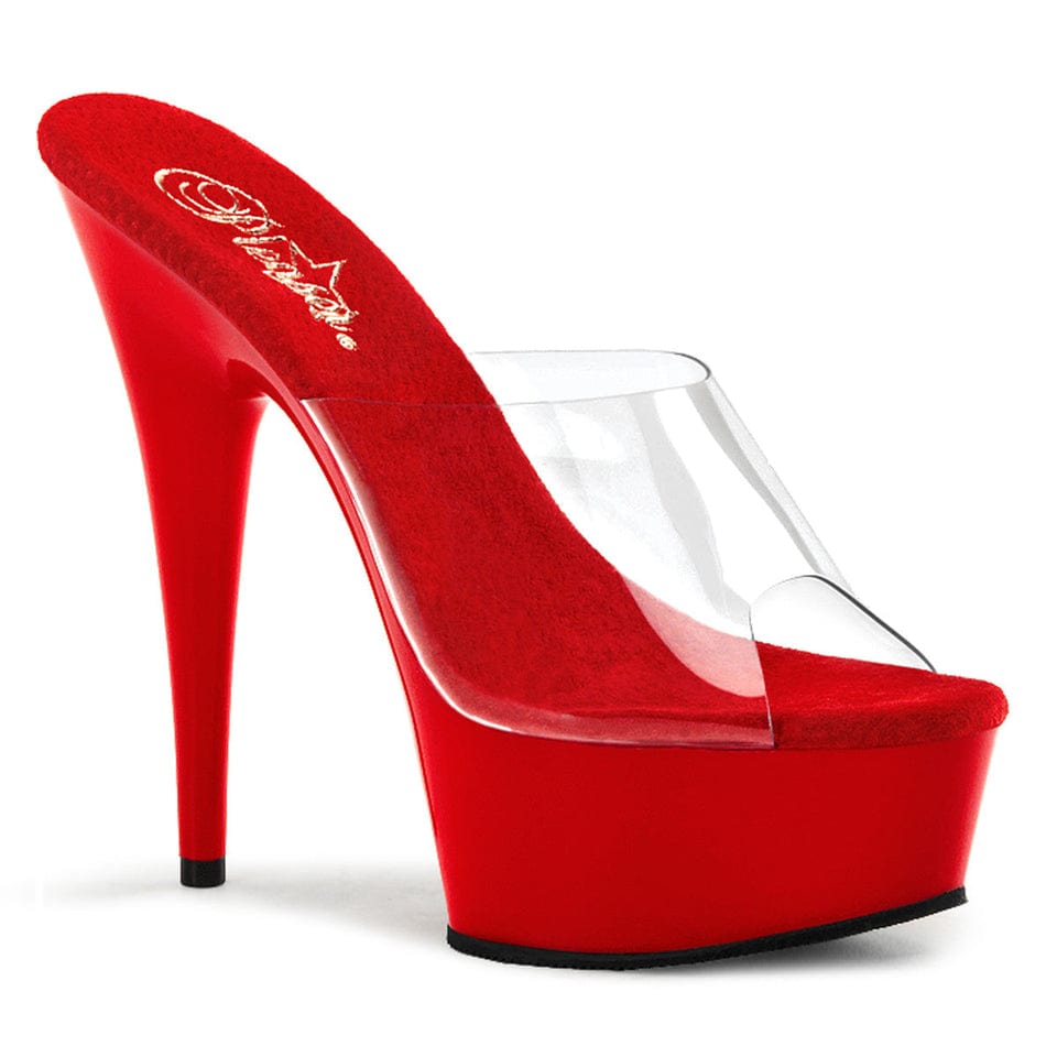 Pleaser - Delight 601 Clear/Red Platform Mules with 6 inch Heel | UK 2-11 Pleaser - For Me To Love