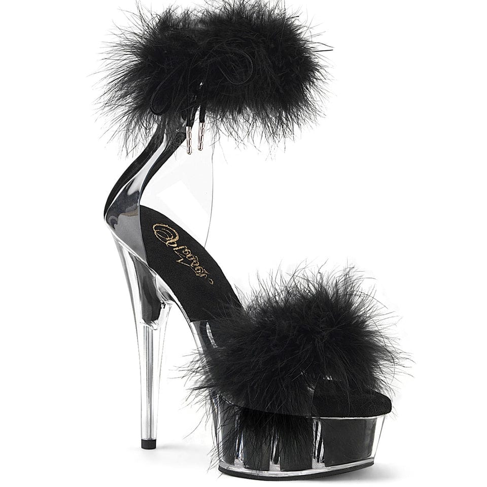 Pleaser - Delight 624 Black Fur Platform Stilettos with 6 inch Heel | UK 2-9 Pleaser - For Me To Love