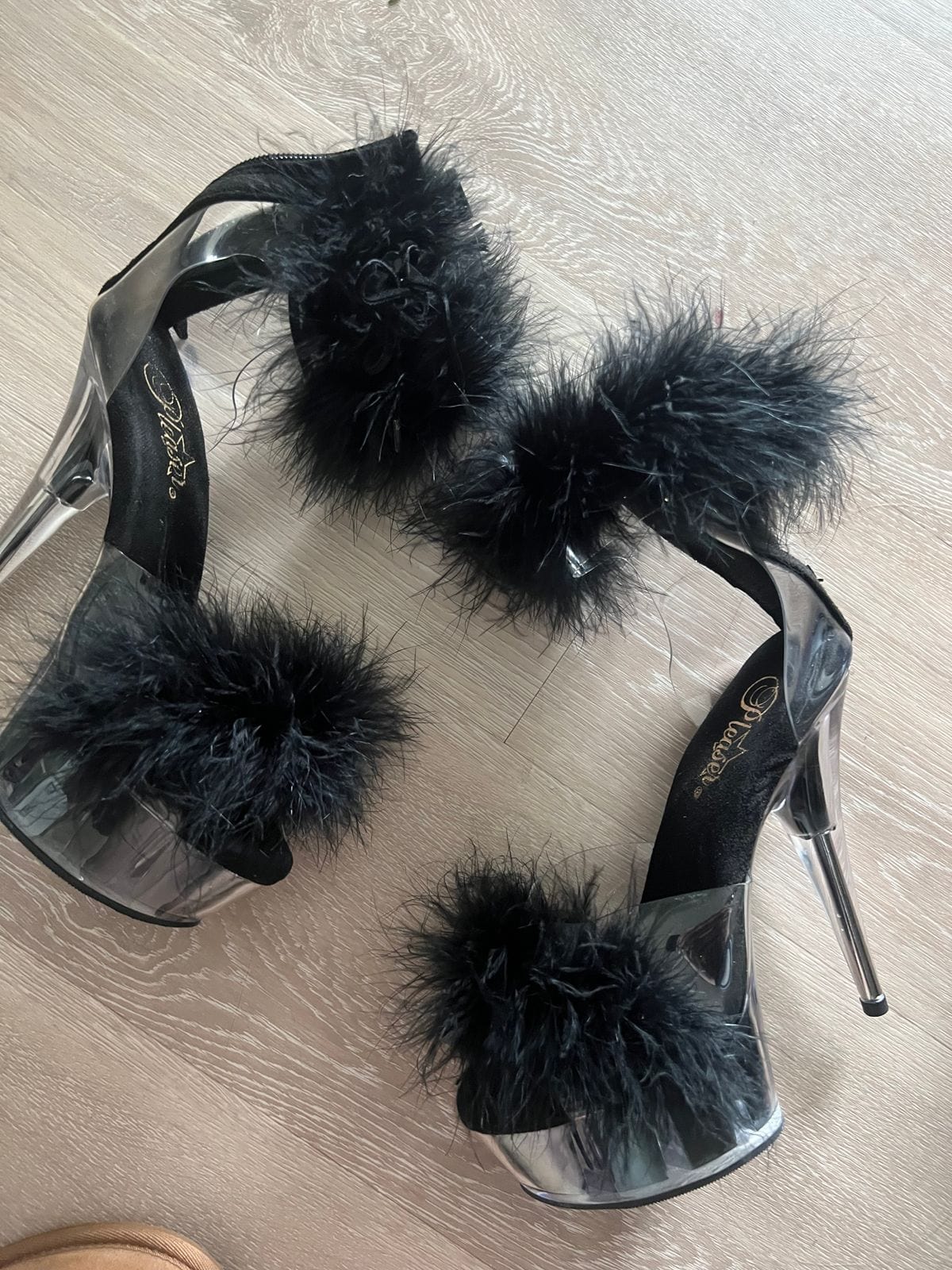 Pleaser - Delight 624 Black Fur Platform Stilettos with 6 inch Heel | UK 2-9 Pleaser - For Me To Love