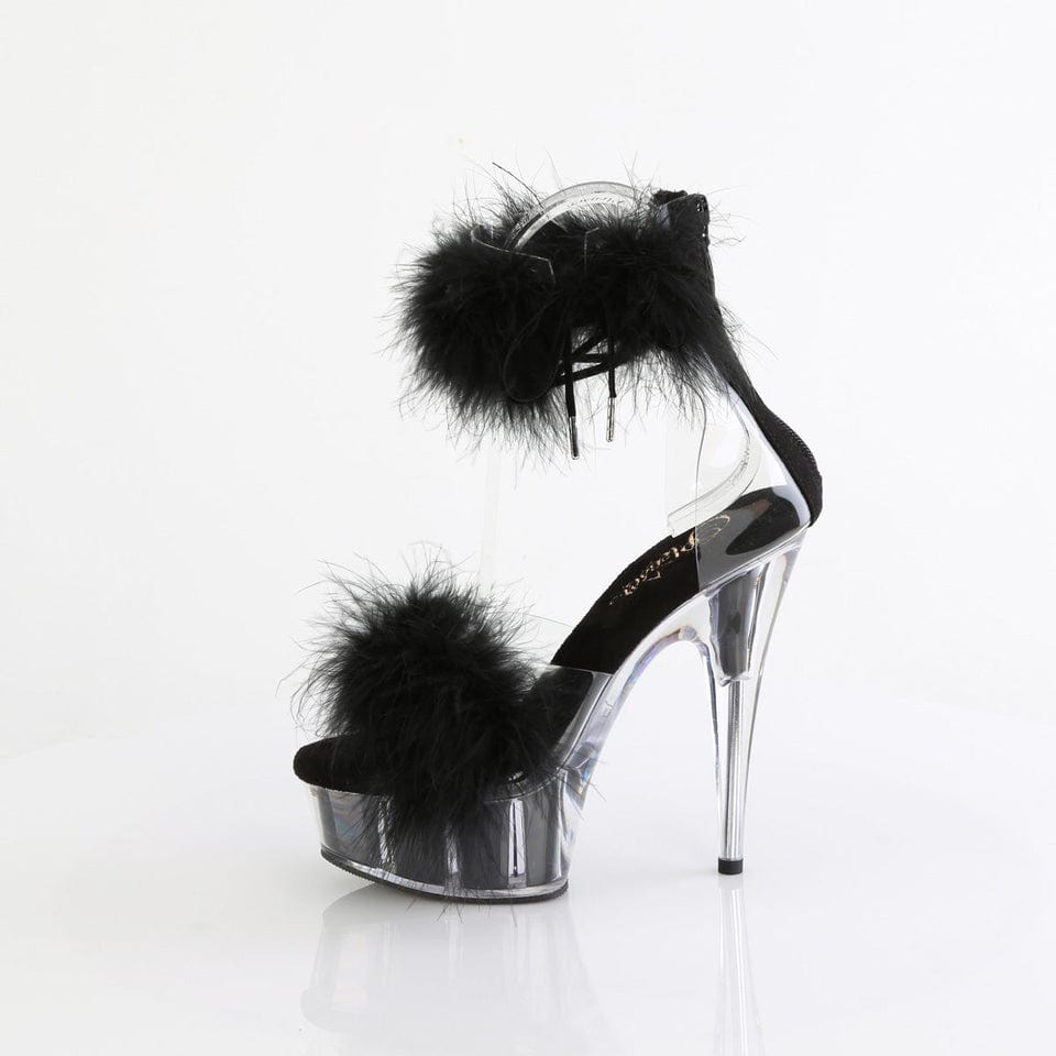 Pleaser - Delight 624 Black Fur Platform Stilettos with 6 inch Heel | UK 2-9 Pleaser - For Me To Love