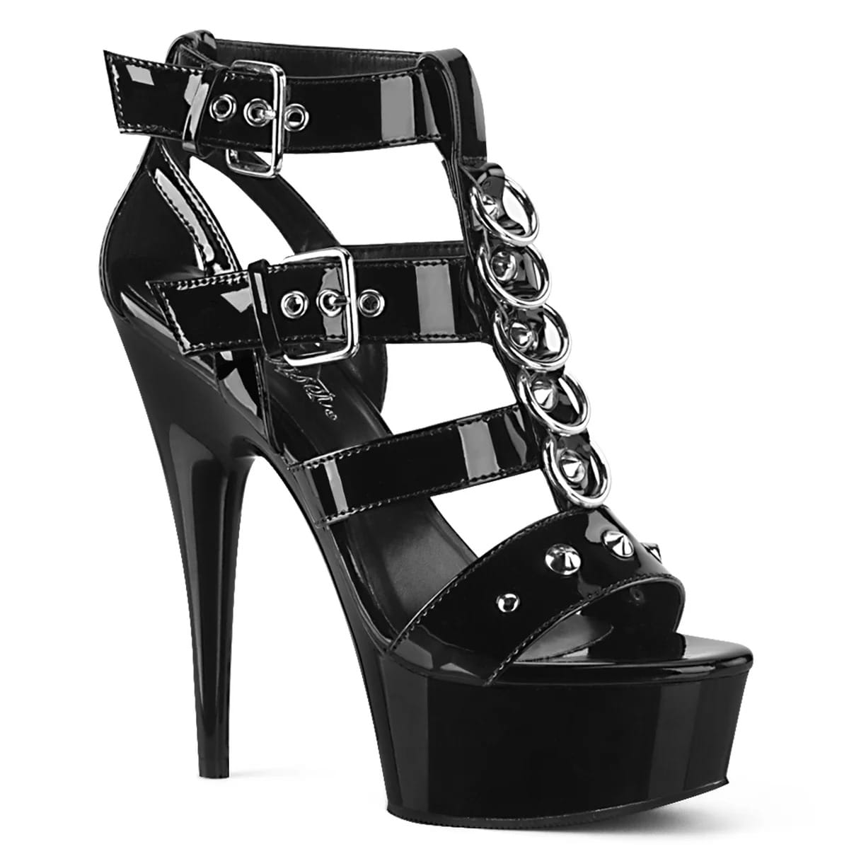 Pleaser - Delight 658 Black Patent Strappy Cage Style Platform Stiletto's with 6 inch Heel | UK 2-11 Pleaser - For Me To Love