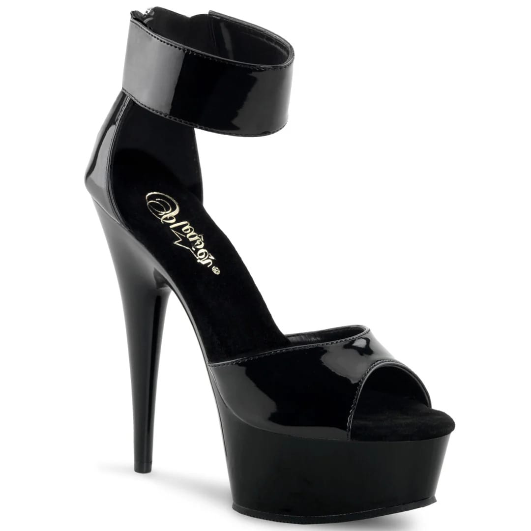 Pleaser - Delight 670-3 Black Patent Platform Stilettos with 6 inch Heel | UK 2-11 Pleaser - For Me To Love