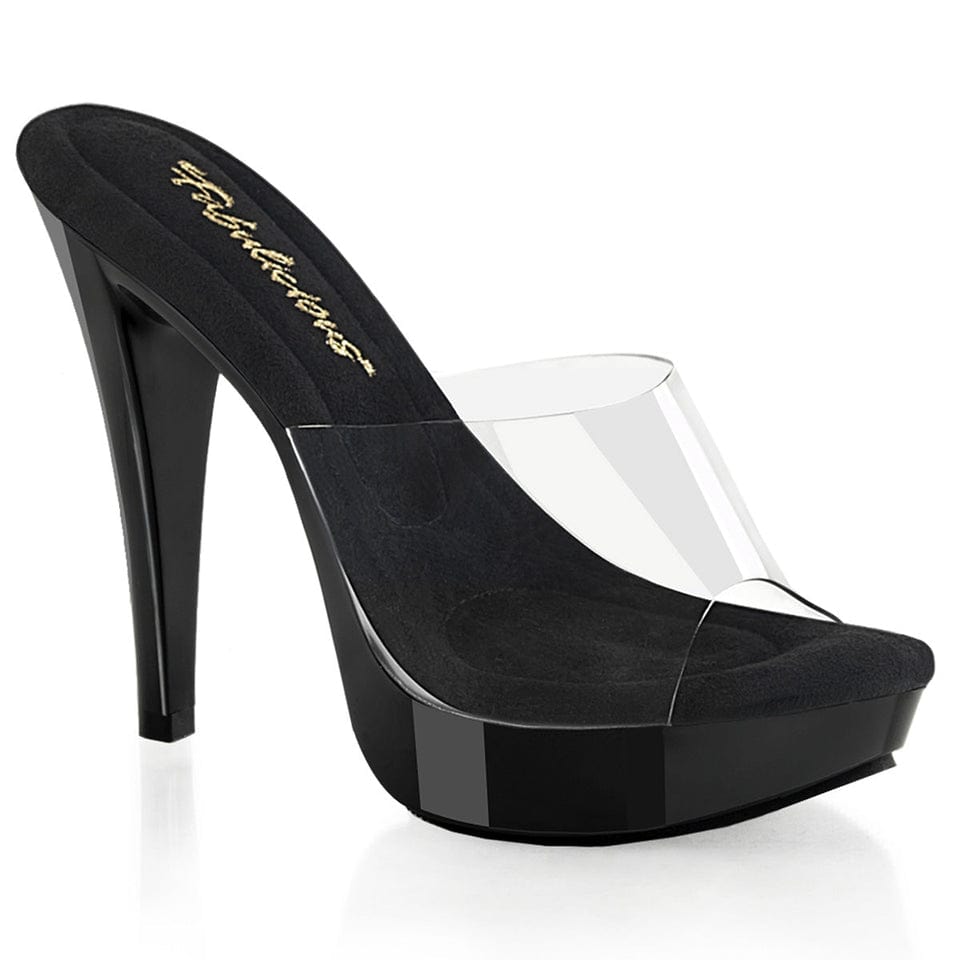 Pleaser Fabulicious - Cocktail 501 Clear Black Platform Stiletto with 5 inch Heel | UK 2-11 Pleaser - For Me To Love