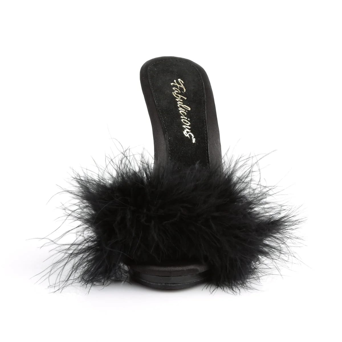 Pleaser - Fabulicious Poise 501 F Black Fur Mules with 5 inch Heel | UK 3-11 Pleaser - For Me To Love