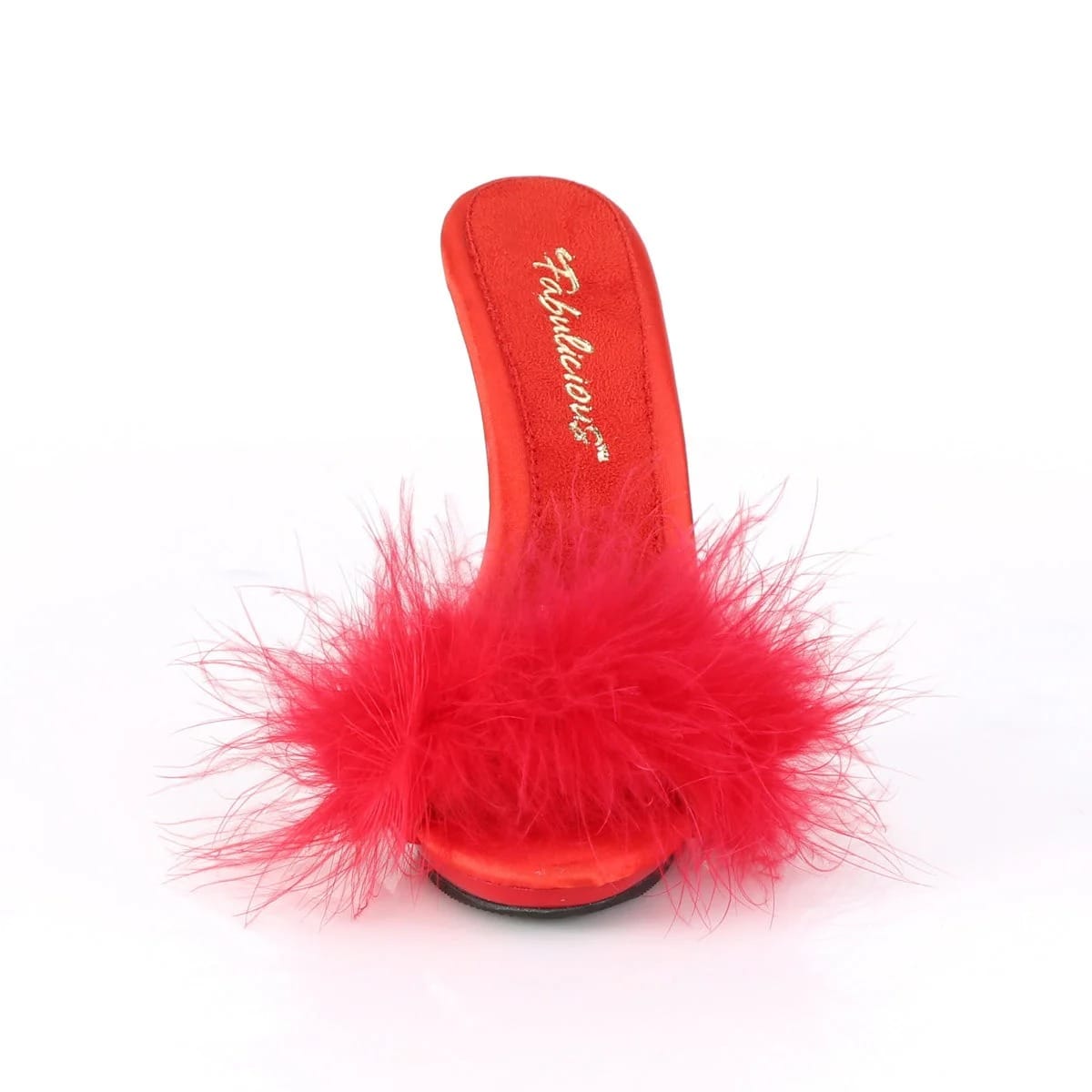 Pleaser - Fabulicious Poise 501 F Red Fur Mules with 5 inch Heel | UK 3-11 Pleaser - For Me To Love