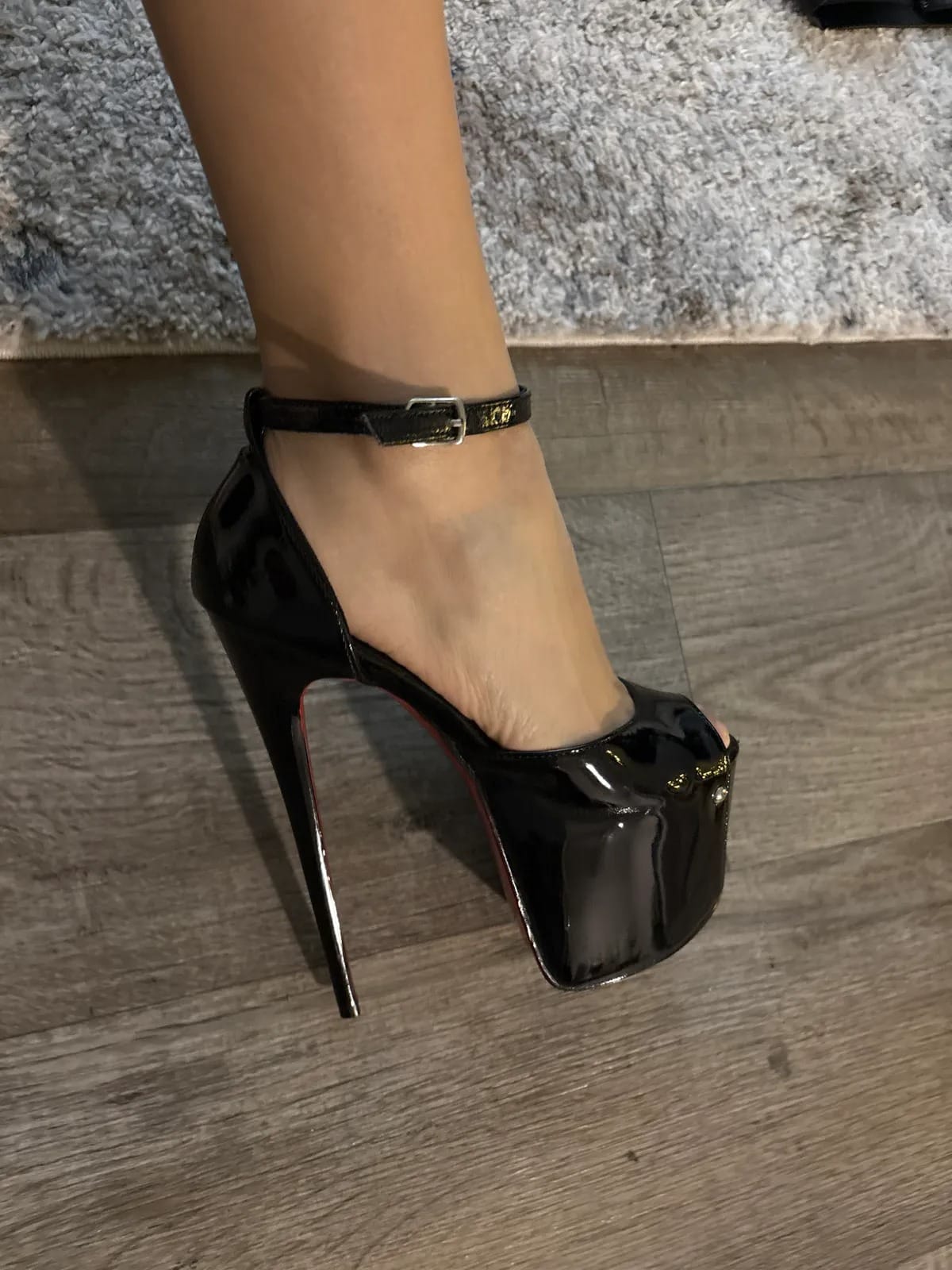 Pleaser - Jubilant 15 Black Patent Ankle Strap Stiletto with 7 inch Heel | UK 2-11 Pleaser - For Me To Love